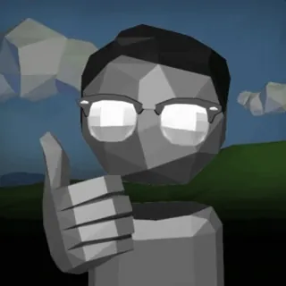 🤓 Low poly, Pouce levé, Personnage, Lunettes, 3D, Niveaux de gris, Positif, Géométrique telegram sticker