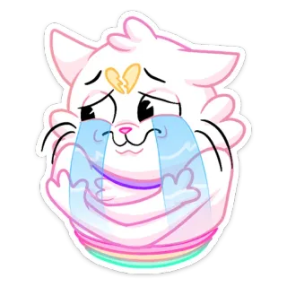 😭 gatto, piangere, cuore spezzato, arcobaleno, carino, triste, emoji telegram sticker