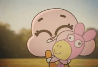🙂 Anais Watterson The Amazing World of Gumball 만화, 분홍색, 토끼, 소녀, 포옹, 아나이스 워터슨, 검볼 telegram sticker
