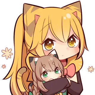 🥹 anime, cute, cartoon, cat ears, kawaii, digital art telegram sticker
