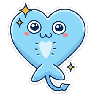 💙 하트, 귀여운, 만화, 파란색, 카와이, 반짝임, 행복한 telegram sticker