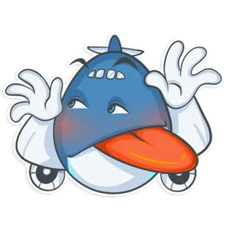 😋 Desenho animado, Baleia, Engraçado, Bobo, Língua, Olhos telegram sticker