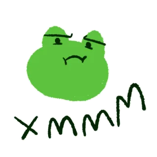 🧐 xmmm rana, carino, adesivo, animale, verde, cartone animato, umore whatsapp sticker
