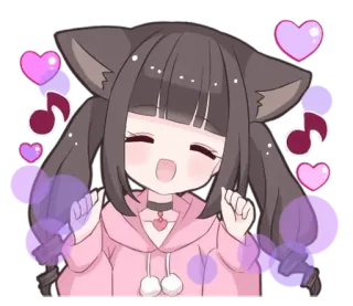 🎵 anime, kawaii, cartoon, cute, heart, music note, cat girl, girl telegram sticker