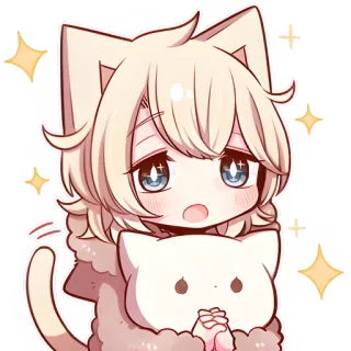 🙏 Ragazza gatto, Chibi, Anime, Kawaii, Carino, Gatto, Brillantini whatsapp sticker