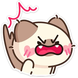 🤬 en colère, chat, mignon, dessin animé, expression, agacé telegram sticker