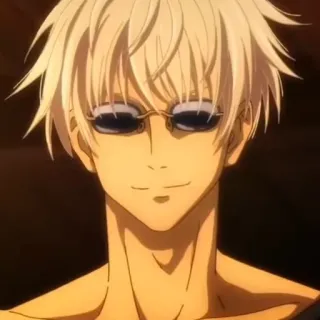 🛑 Gojo Satoru Jujutsu Kaisen аниме, годжо, магическая битва, сатору, персонаж, очки, улыбается whatsapp sticker