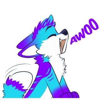 🥳 AWOO lobo, furry, animal, dibujo animado, awoo, aullido telegram sticker