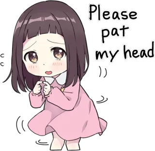 😞 Please pat my head Anime, Fofo, Pedido, Afastar a cabeça, Chibi telegram sticker