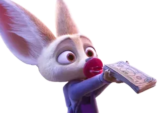💰 Finnick Zootopia Cartoon, Finnick, Zoomania, Geld, Disney telegram sticker