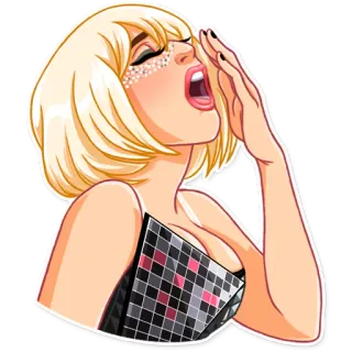 😴 phụ nữ, tóc vàng, ca sĩ, biểu diễn, hét telegram sticker