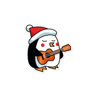 🐧 pinguino, natale, chitarra, musica, vacanze, carino telegram sticker