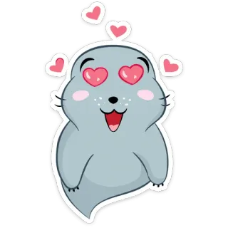 😍 печать, любовь, сердца, животное, милый, мультфильм telegram sticker