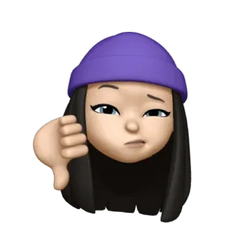 💜 Emoji, Polegar para baixo, Não gosto, Mulher, Garota, Desacordo, Negativo, Rejeição telegram sticker