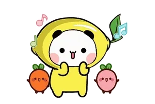 🌟 cute, panda, cartoon, fruit, animals, kawaii telegram sticker