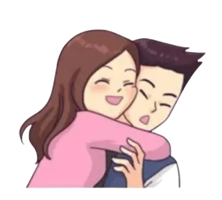 ❤ cartoon, couple, hug, love, relationship, romance telegram sticker