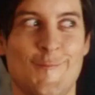 😉 Tobey Maguire Meme, cara graciosa, bizco, actor, celebridad telegram sticker