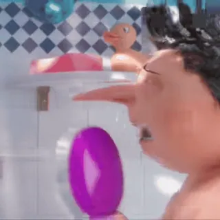 🥳 Gru Despicable Me Dibujos animados, Baño, Ducha, Morado, Malvado telegram sticker