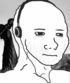 😒 Wojak Meme, Słuchanie muzyki, Słuchawki, Wojak, Ponury Żniwiarz, Śmierć telegram sticker