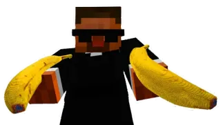 🍌 minecraft, banana, meme, divertente, pixel, gioco telegram sticker