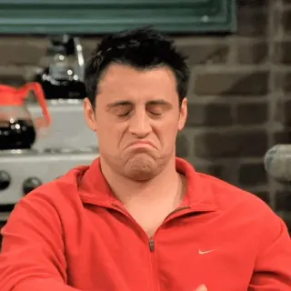 👍 Joey Tribbiani Friends dégoût, triste, contrarié, Joey, Friends, sitcom telegram sticker