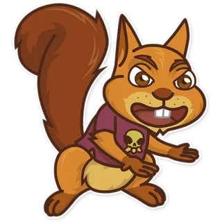 😠 squirrel, cartoon, animal, skull, funny telegram sticker