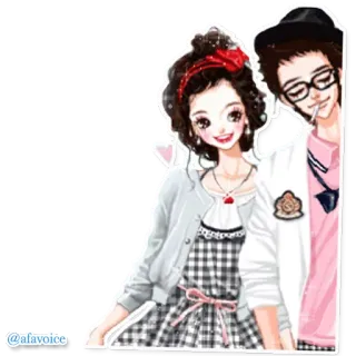 💕 @afavoice para, kreskówka, miłość, romans, naklejka telegram sticker