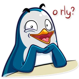 😏 orly? pinguino, orly, meme, slang internet, divertente whatsapp sticker