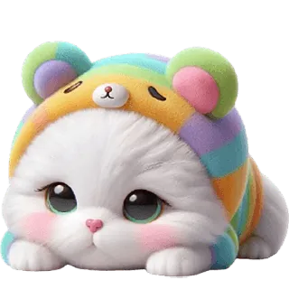 🫠 고양이, 무지개, 귀여운, 카와이, 동물, 스티커 telegram sticker