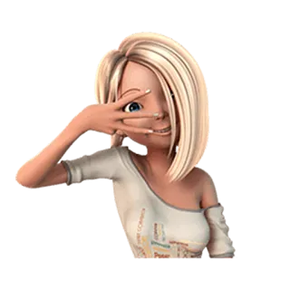 😊 Kreskówka, Blondynka, Podglądanie, Kobieta, Dziewczyna telegram sticker