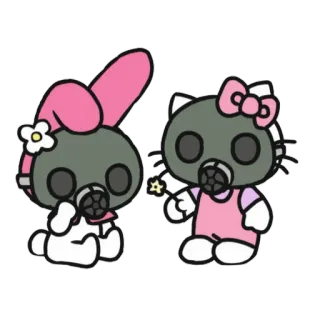 😷 Hello Kitty sanrio, hello kitty, gas mask, my melody, kawaii telegram sticker