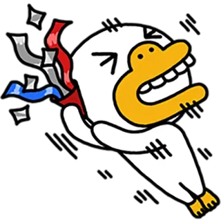 😝 утка, мультфильм, праздник, конфетти, смешной, наклейка telegram sticker
