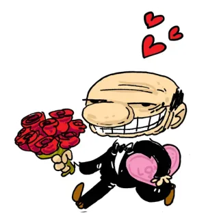 💝 kreskówka, miłość, romans, bukiet, serca, kwiaty, smoking telegram sticker