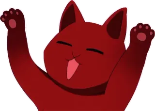 😝 고양이, 동물, 행복한, 만화, 귀여운, 빨간색 telegram sticker