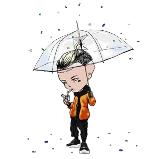 ☔️ guarda-chuva, personagem de desenho animado, fumando, isqueiro, adesivo whatsapp sticker
