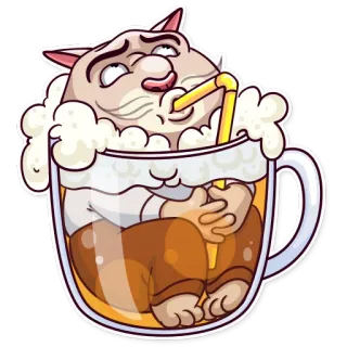 🍺 kucing, bir, mug, minum, kartun, binatang whatsapp sticker