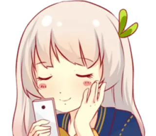 📱 gadis anime, telepon, imut, kawaii, stiker telegram sticker