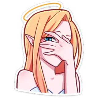 🫣 angel, blonde, elf, halo, sticker whatsapp sticker