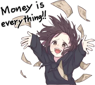 🥳 Money is everything!! money, wealth, celebration, cartoon, joy, finance telegram sticker