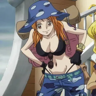 😊 Nami One Piece 动漫, 女性, 海盗, 比基尼, 角色 telegram sticker