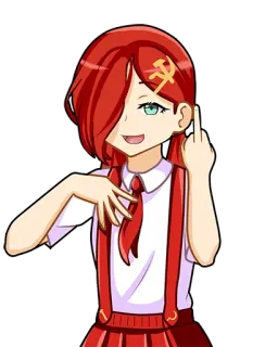 🖕 animé, fille, doigt d'honneur, rouge, communisme, offensant whatsapp sticker