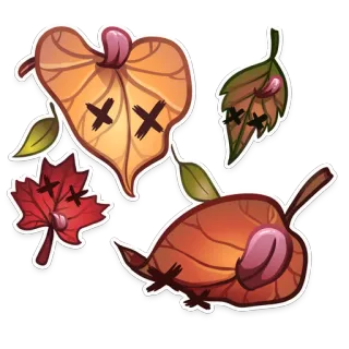 😲 листья, мертвый, осень, x отмечает, мультфильм whatsapp sticker