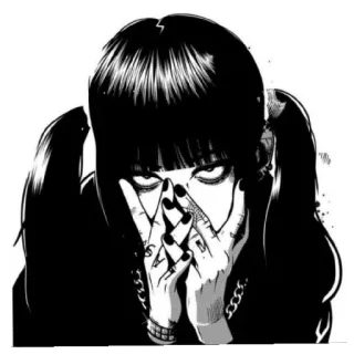 🙄 mulher, menina, maria chiquinha, gótico, gesto obsceno telegram sticker