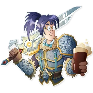 🌝 Cartoon, Schwert, Rüstung, Bier, Brille, Fantasy, Ritter, Figur telegram sticker