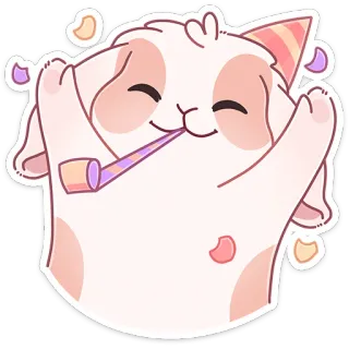 🥳 celebração, festa, confete, animal, fofo, coelho, alegre, feliz whatsapp sticker
