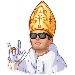 🤟 Papa, Religião, Óculos de sol, Anel, Figura religiosa, Rock on, Religioso, Clerical telegram sticker