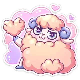 ❤️ овца, мультик, животное, милый, каваи, сердечки whatsapp sticker