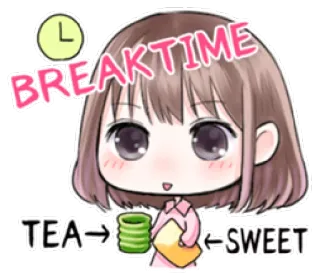 💻 BREAKTIME
TEA → SWEET Pause, Tee, Süß, Niedlich, Cartoon telegram sticker