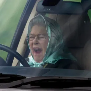 🚗 Queen Elizabeth II королева елизавета, вождение, королевская семья, британский, виндзор, автомобиль, платок telegram sticker