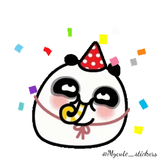🥳 fiesta, celebración, confeti, lindo, feliz, panda, dibujos animados telegram sticker